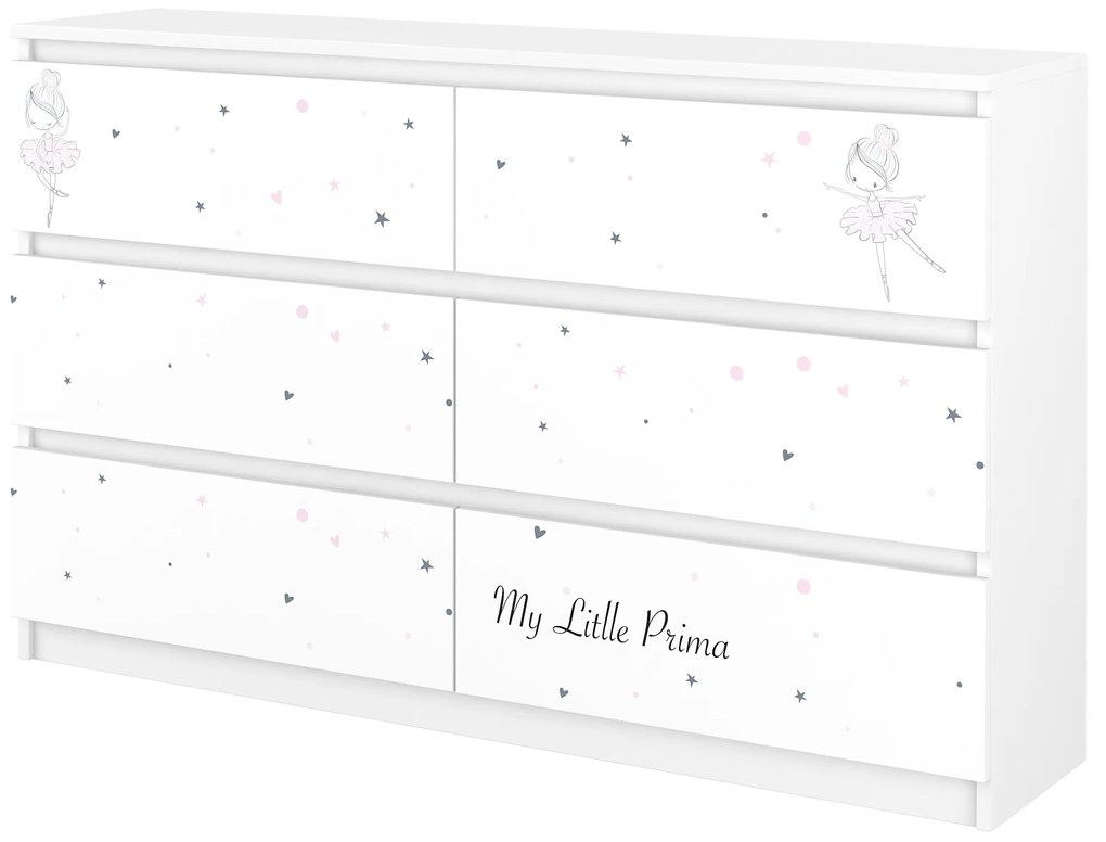 Detská komoda RUŽOVÁ BALETKA - 77x120x30 cm