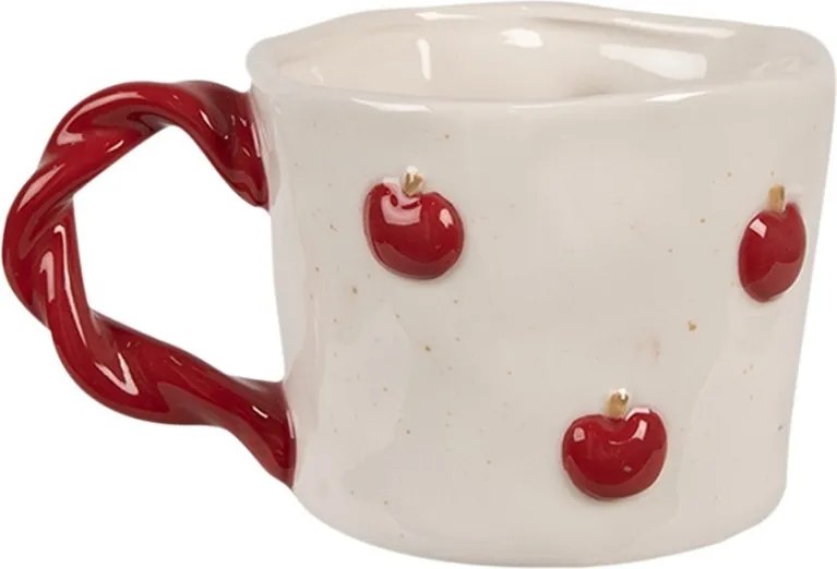 Béžový keramický hrnec s jablíčky Jablka - 13*9*7 cm / 200 ml
