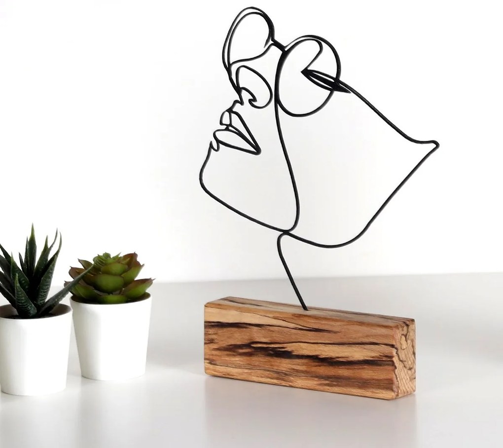 Kovová dekorácia Dievča 31 cm čierna