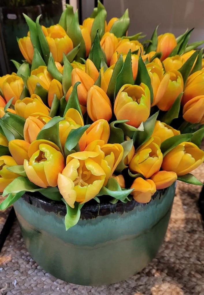 Kytica 7ks oranžových realistických tulipánov - 45cm