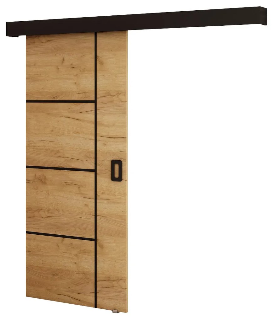 Posuvné dvere 90 cm Bethany V (craft zlatý + čierna matná). Akcia -23%. Vlastná spoľahlivá doprava až k Vám domov. 1043497
