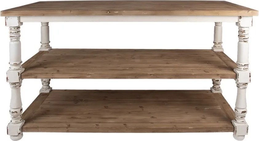 Bielo-hnedý antik prezentačný stôl Presenti - 180*100*85 cm