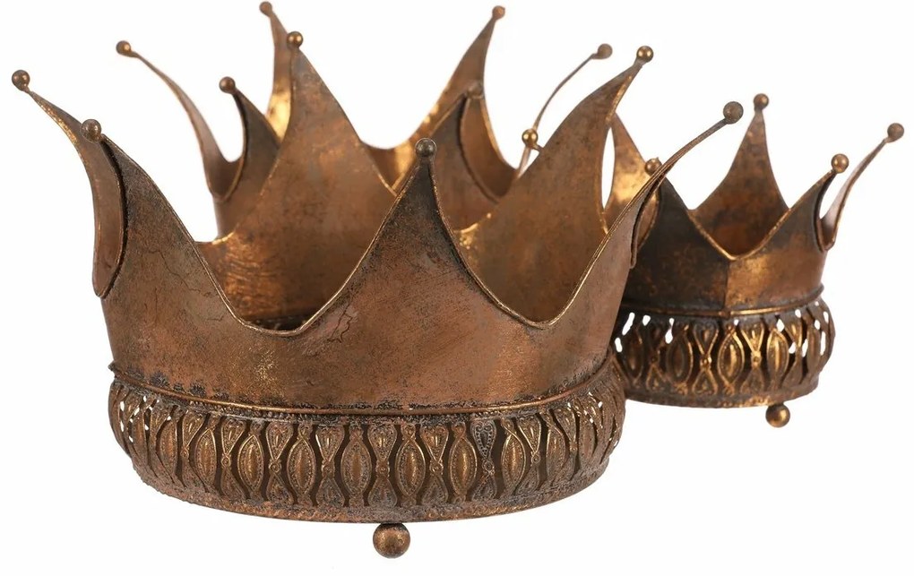 Kovový dekoračný obal Zlatá koruna, súprava 3 ks, zlatá