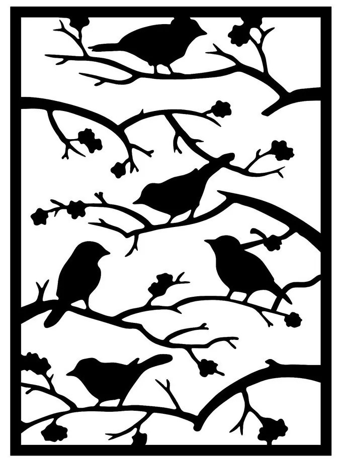 Kovová nástenná dekorácia 47x66 cm Branch & Birds – Wallity