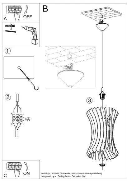 Luster na lanku ORIANA 1xE27/60W/230V