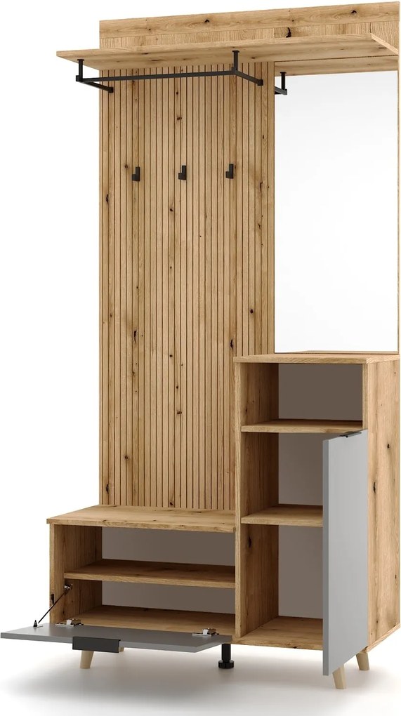 Předsíňová stěna Nordic 100 cm dub Evoke/grafit