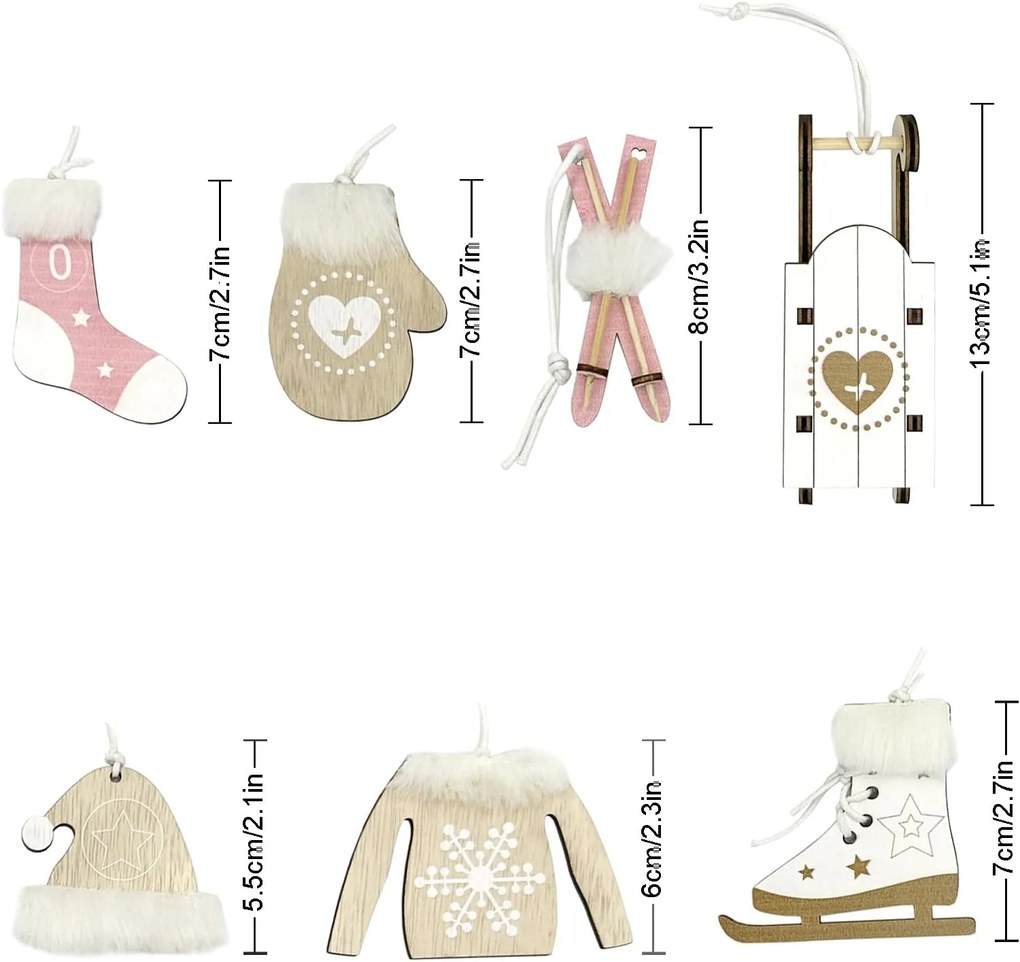 Súprava vianočných závesných dekorácií NORDIC MOMENTS 6 ks ružová