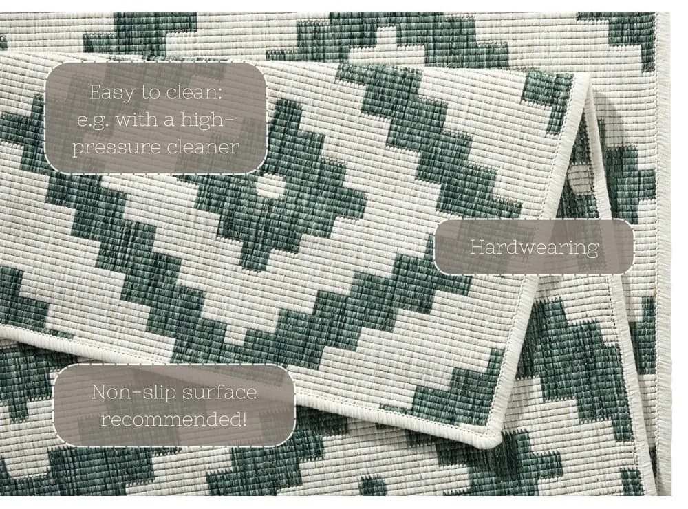 Zeleno-krémový vonkajší koberec NORTHRUGS Malta, 120 x 170 cm