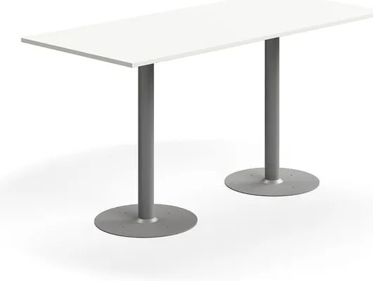 Barový stôl ALVA, 1800x800x900 mm, s kotvením do zeme, HPL, strieborná/biela