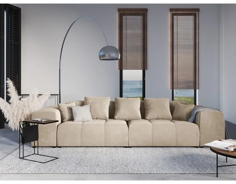 Béžový zamatový vankúš k modulárnej pohovke Rome Velvet - Cosmopolitan Design
