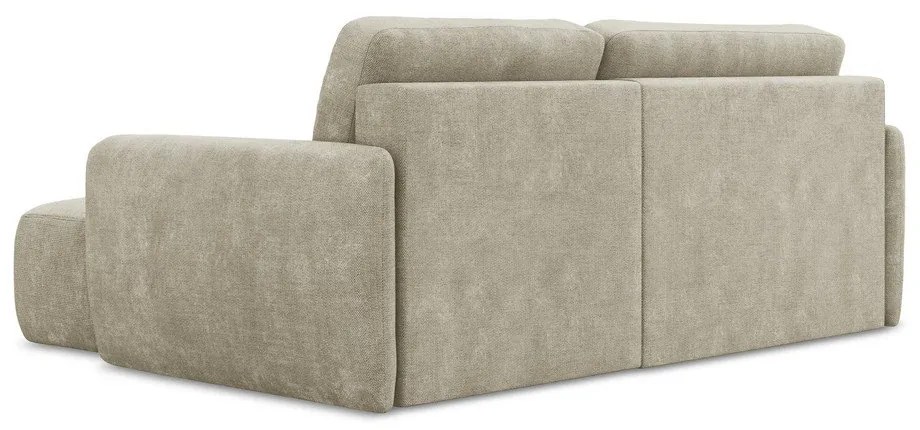 Béžová ženilková rozkladacia/s úložným priestorom rohová pohovka (pravý roh/s leňoškou) Lilo – Makamii