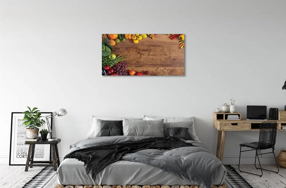 Obraz canvas Board špargľa ananás jablko 120x60 cm