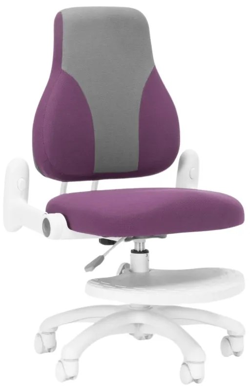 Detská rastúca stolička Neoseat KINDER WHITE — látka, šedá / fialová