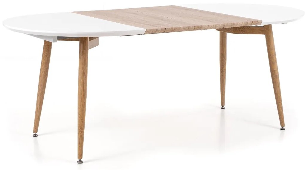 Rozkladací jedálenský stôl Edward - biely lesk / dub san remo