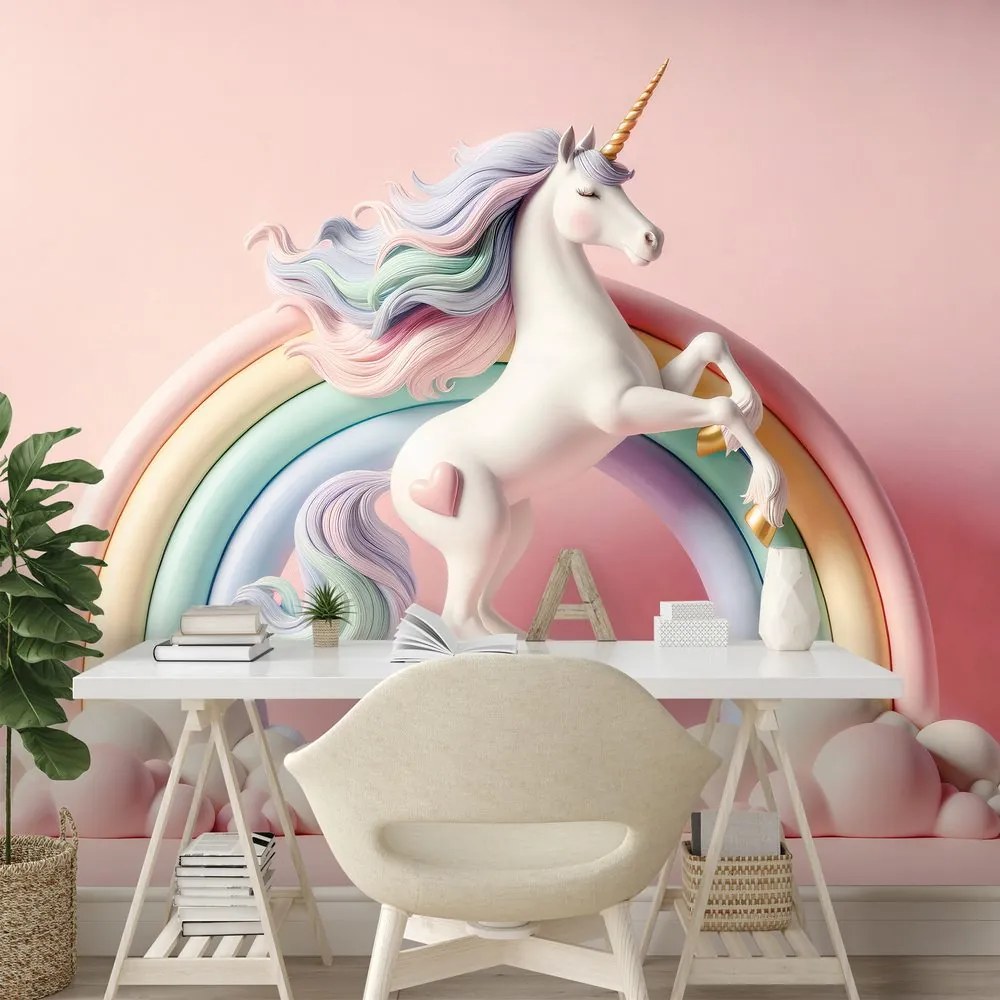 Fototapeta pastelový jednorožec v dúhe