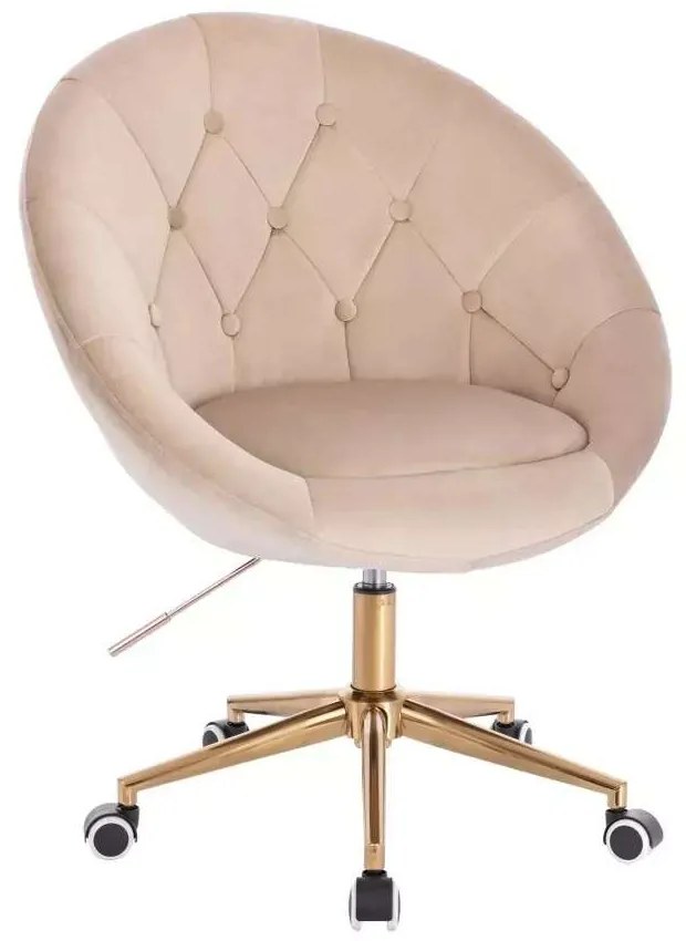 LuxuryForm DESIGN Kreslo VERA VELUR na zlatej podstave s kolieskami - latte