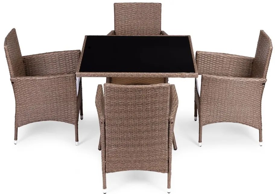 ZÁHRADNÝ SET CANIS 4 x KRESLO + HRANATÝ STÔL