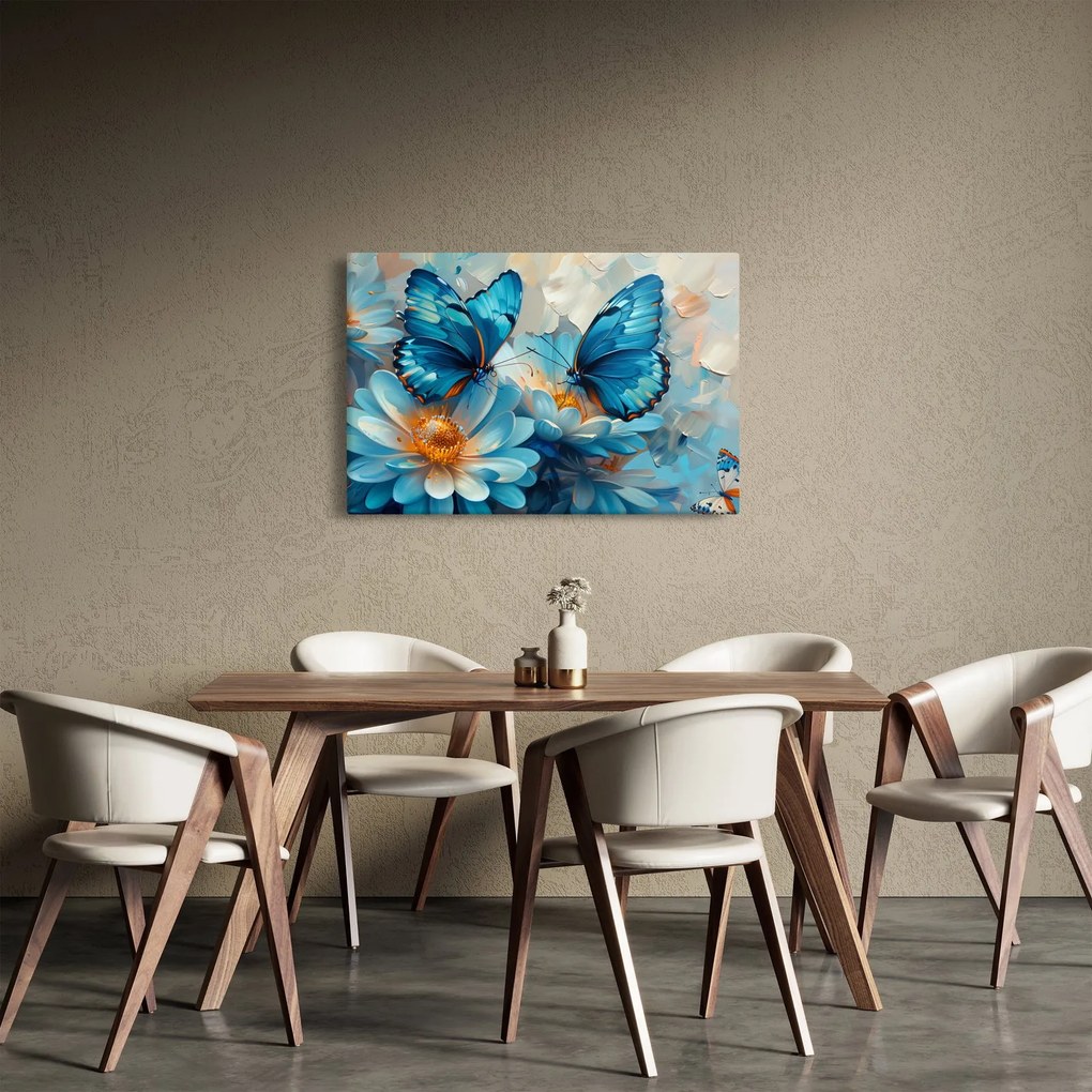 Obraz - Modrí motýle (90x60 cm)