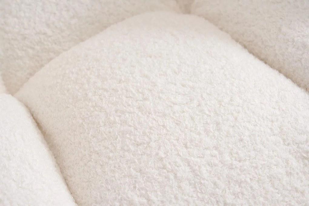 Hojdacie kreslo, relaxačné kreslo s plyšovým poťahom, bielej farby