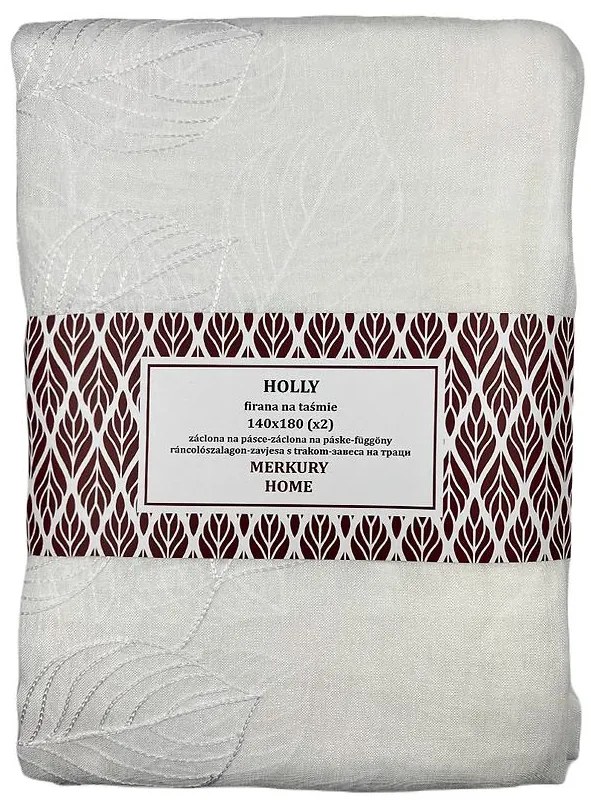 Záclona na páske Holly polyester biela 140x180 Merkury Home II/22