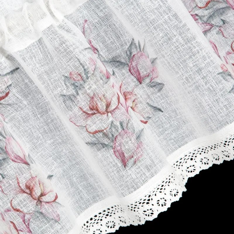 EUROFIRANY Záclona zdobená čipkou 150 cm x 30 cm ružová 100 % polyester