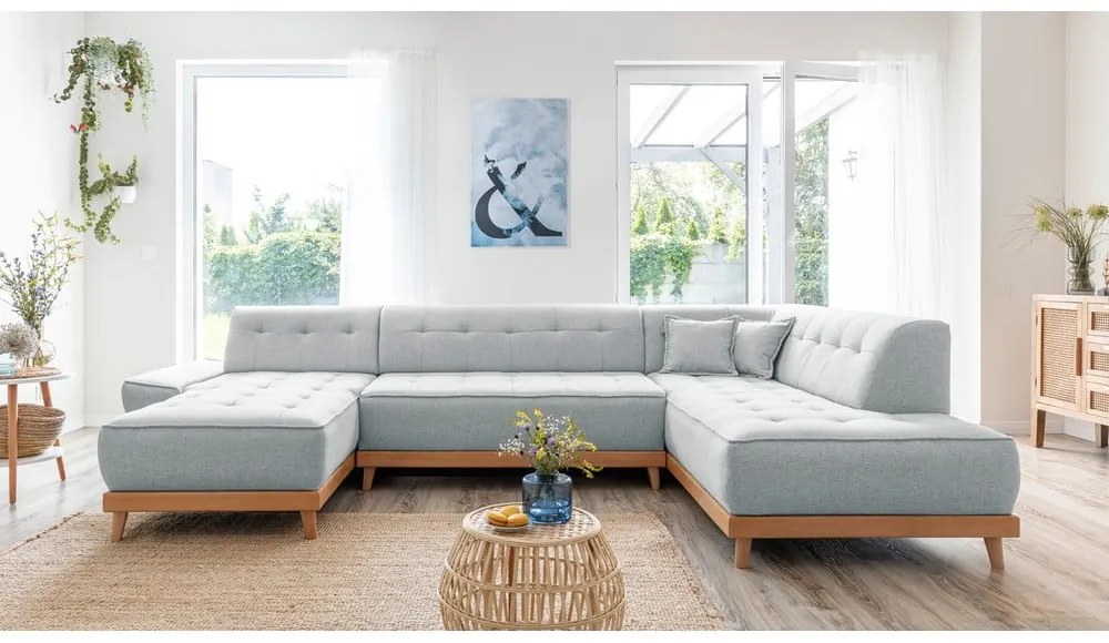 Svetlosivá rozkladacia pohovka do "U" Miuform Dazzling Daisy, pravý roh