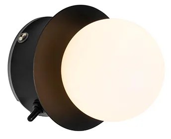 Nástenná lampa čierna IP44 s vypínačom - Cederic