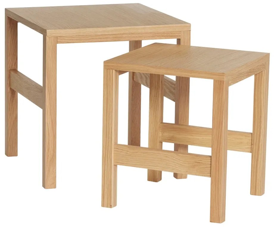 Odkladacie stolíky v dekore duba v súprave 2 ks 40x40 cm Puzzle – Hübsch
