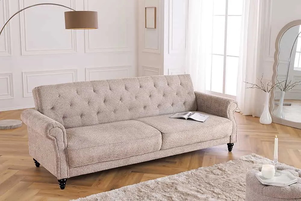 Dizajnová rozkladacia sedačka Scarlet 220 cm sivo-hnedá
