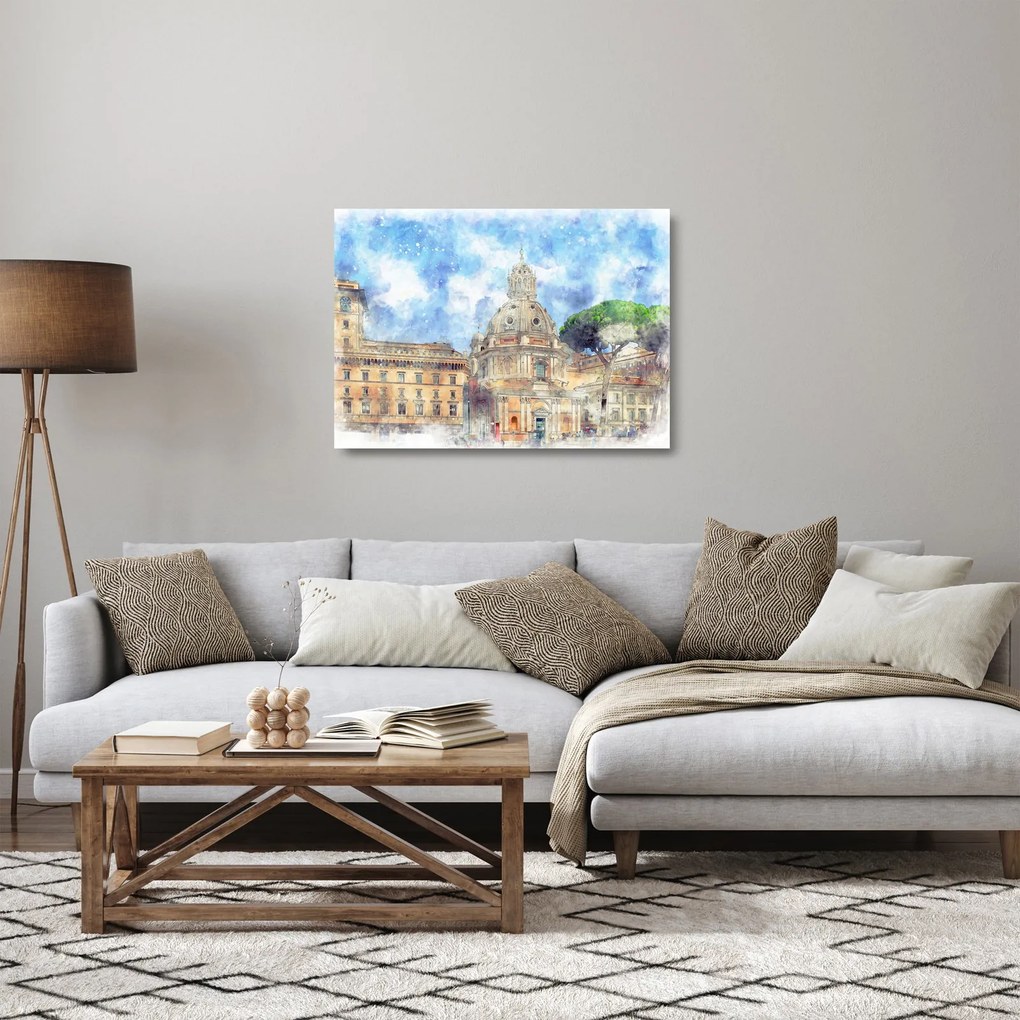 Sklenený obraz - Kostol Santa Maria di Loreto, Rím, Taliansko (70x50 cm)