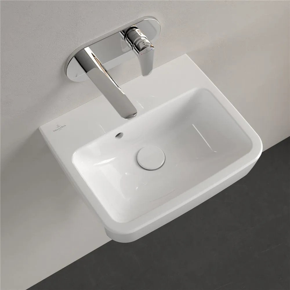 VILLEROY & BOCH O.novo závesné umývadielko bez otvoru (zadná a spodná strana brúsená), s prepadom, 450 x 370 mm, biela alpská, s povrchom CeramicPlus, 43444JR1