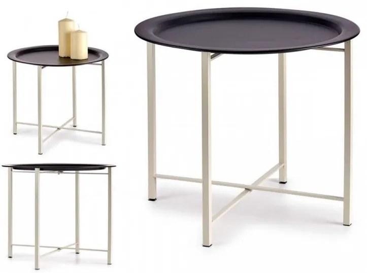 Čierny príručný stolík SIDE s odnímateľnou táckou