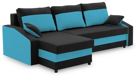 Rohová rozkladacia sedacia súprava HEWLET PLUS color Čierna + Tmavo modrá