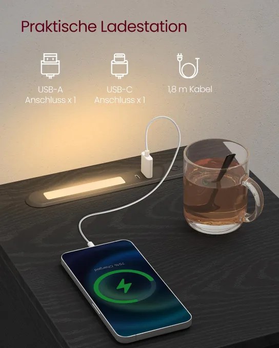 Set dvoch nočných stolíkov s LED osvetlením LET710B01 (2 ks)