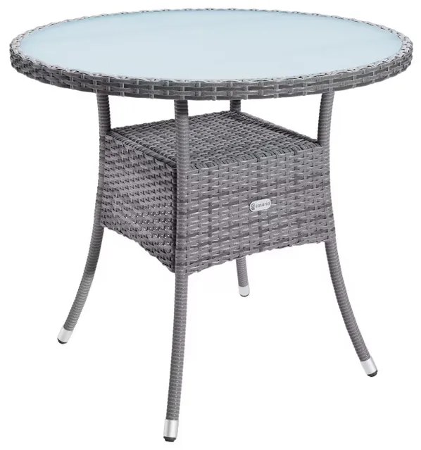InternetovaZahrada Ratanový stôl Ø80 cm - sivý