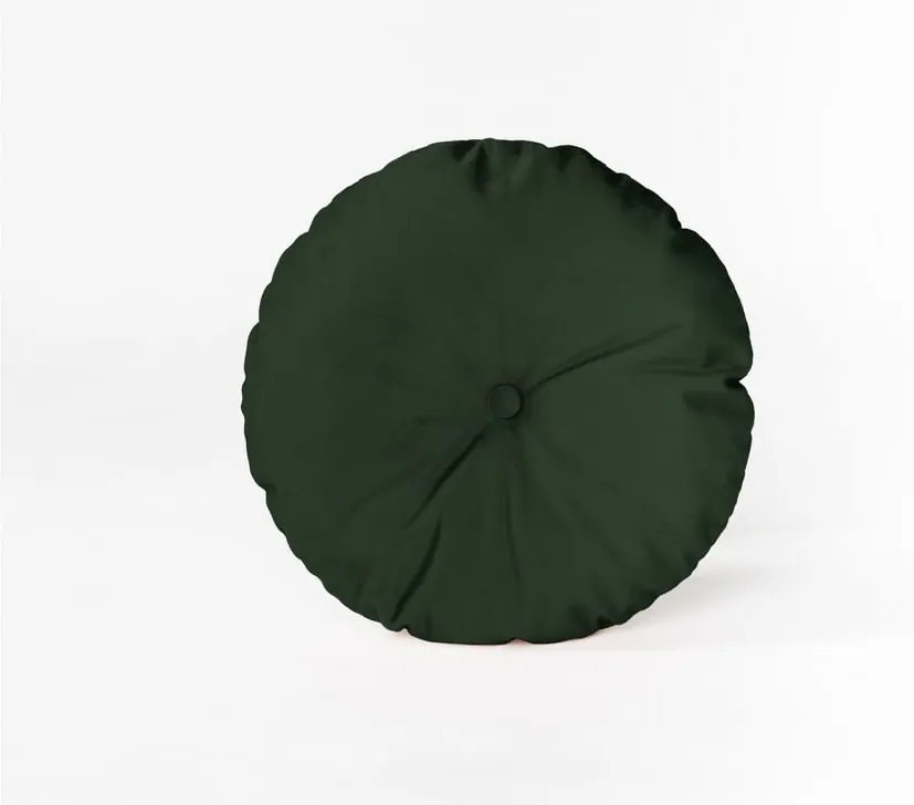 Okrúhly dekoratívny vankúš so zamatovým poťahom Velvet Atelier Dark Green, ⌀ 45 cm