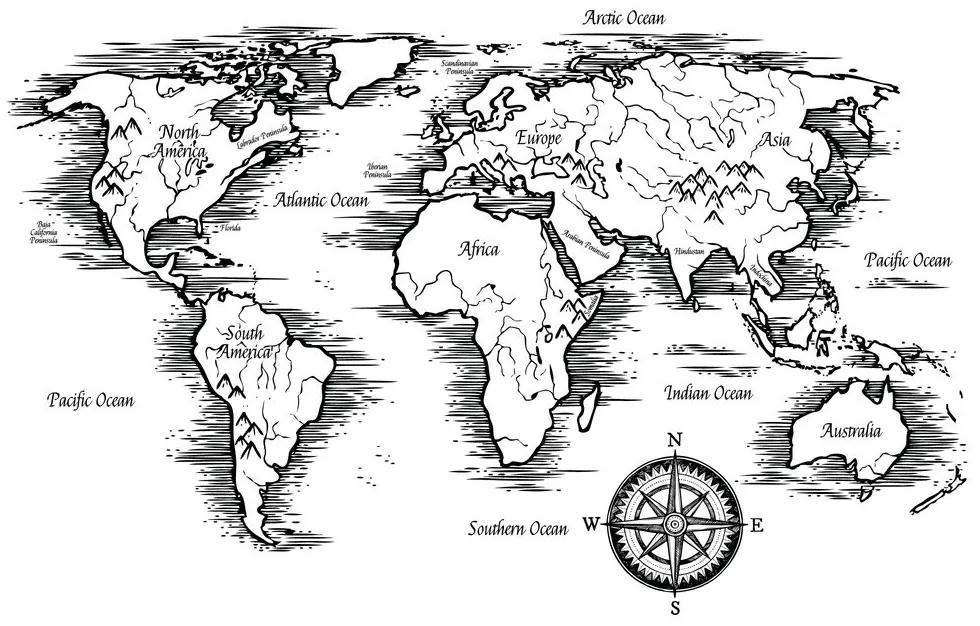 Samolepiaca tapeta mapa sveta v nádhernom prevedení - 375x250