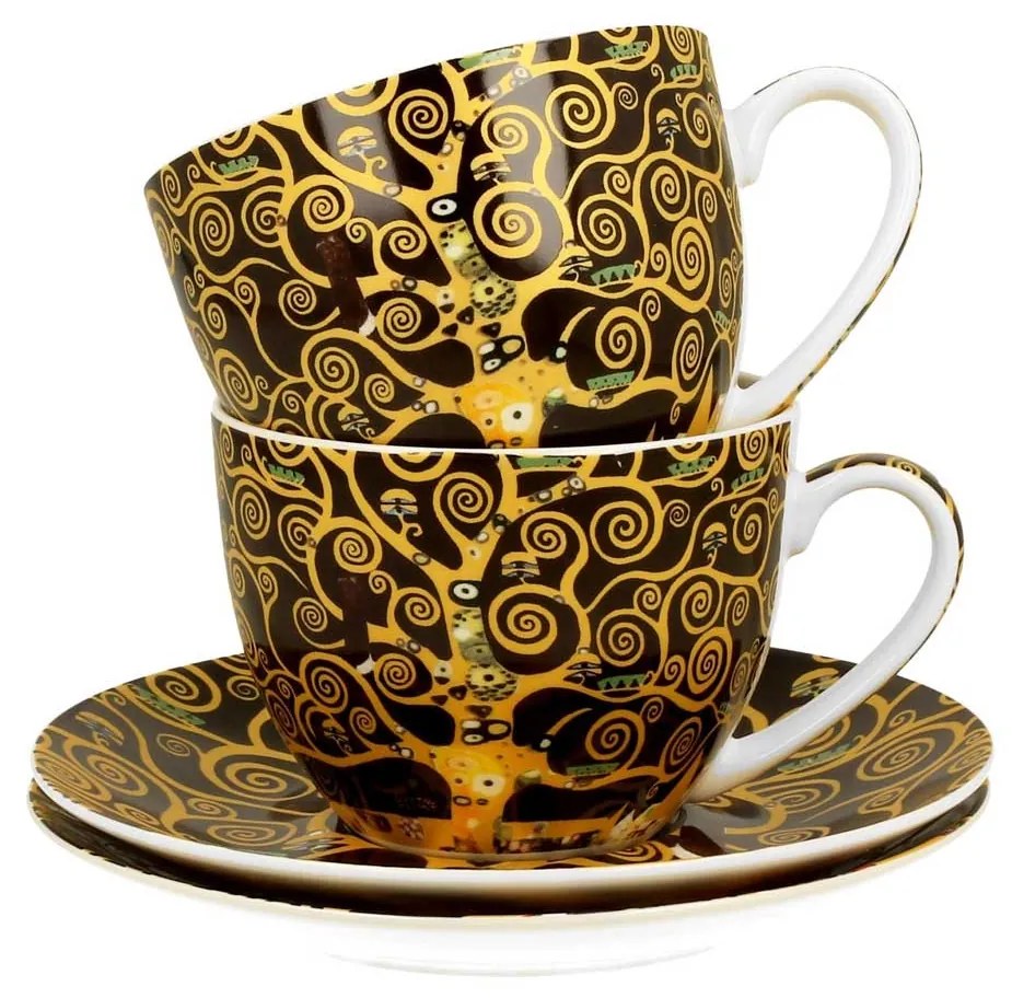 Porcelánová šálka s podšálkou Klimt Tree Of Life 250 ml sada 2ks