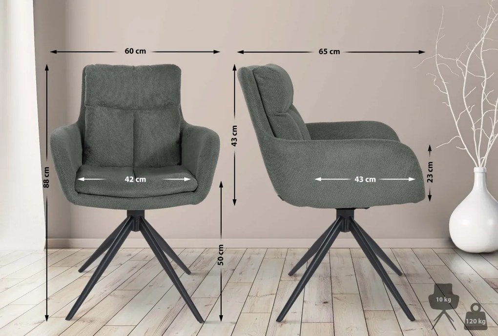 Jedálenská stolička Vilas - látka - Sivá