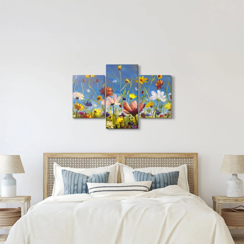 Maľovaný obraz rozkvitnutej lúky (90x60 cm)