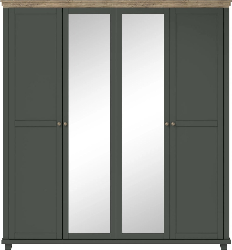 Šatníková skriňa Elvina S ZJU20 (zelená dub lefkas tmavý) (so zrkadlom)
