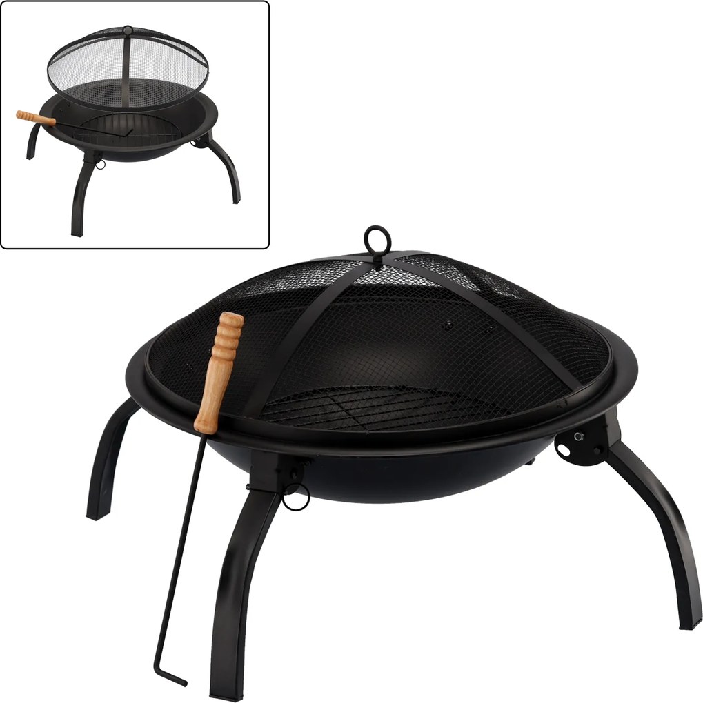 CH Prenosné záhradné oceľové ohnisko s grilom