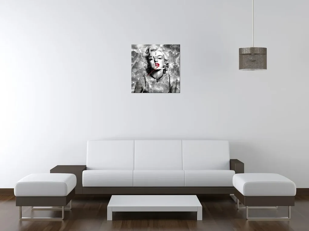 Gario Obraz s hodinami Elektrizujúca Marilyn Monroe Rozmery: 30 x 30 cm