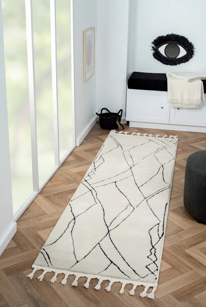 Behúň Moroccan Magic CA40047 weiß, 80x250, čiernobiela, obývacia izba, My Flair