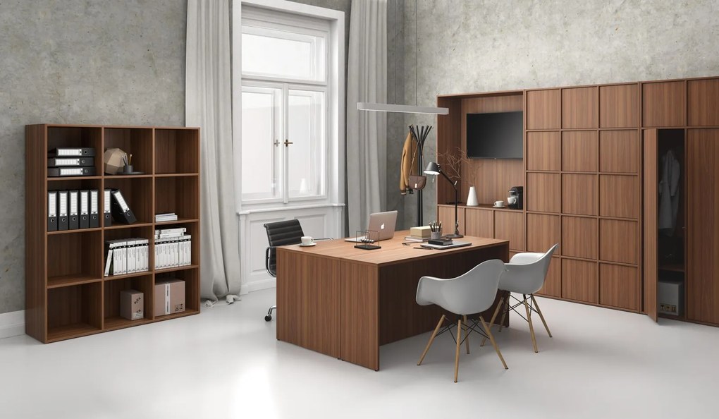 Šatníková skriňa FRAME, 2 oddiely, 872 x 450 x 1735 mm, PUSH-lock, orech