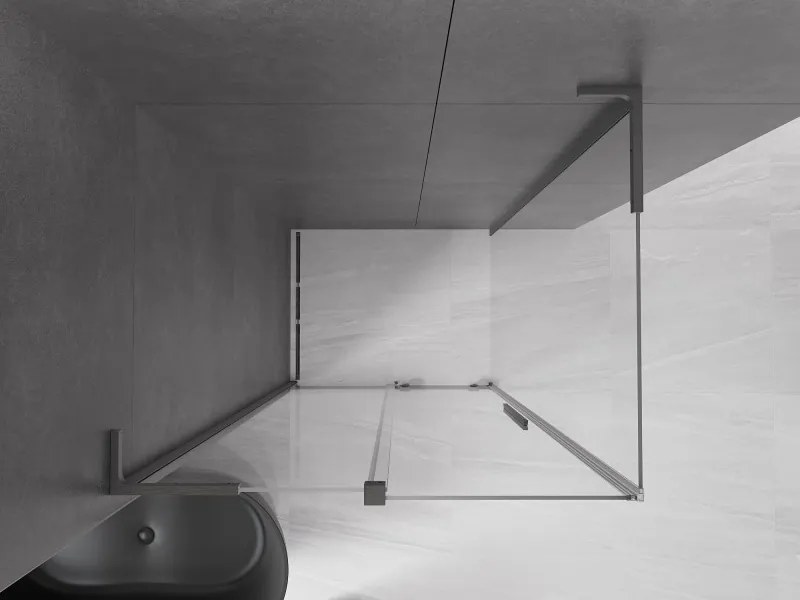 Mexen Velar L, sprchový kút s posuvnými dverami 120 x 70 cm, 8mm číre sklo, grafit brúsený, 871-120-070-03-66