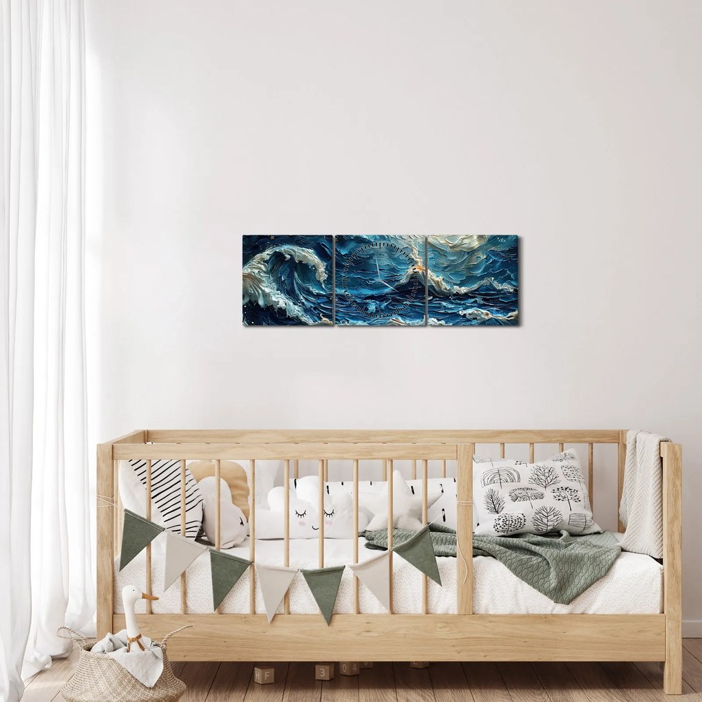Obraz - Maľba oblohy a mora (s hodinami) (90x30 cm)