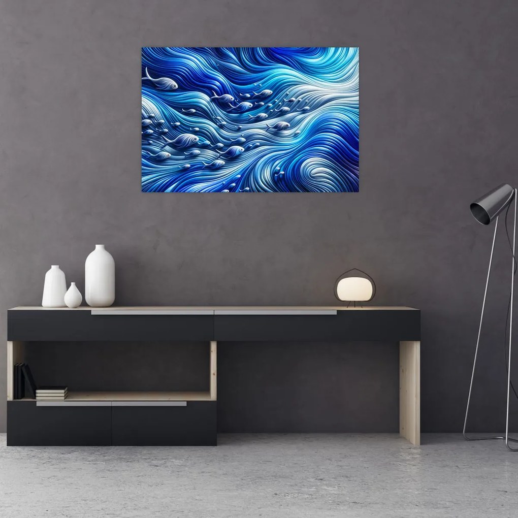 Obraz – Ryby vo vlnách (90x60 cm)