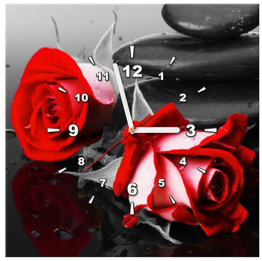 Gario Obraz s hodinami Roses and spa Rozmery: 100 x 40 cm
