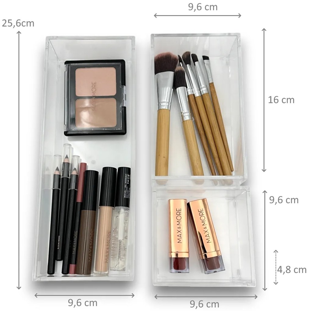 5Five® Akrylové luxusní organizéry do šuplíku, 3ks v sadě, SELENA